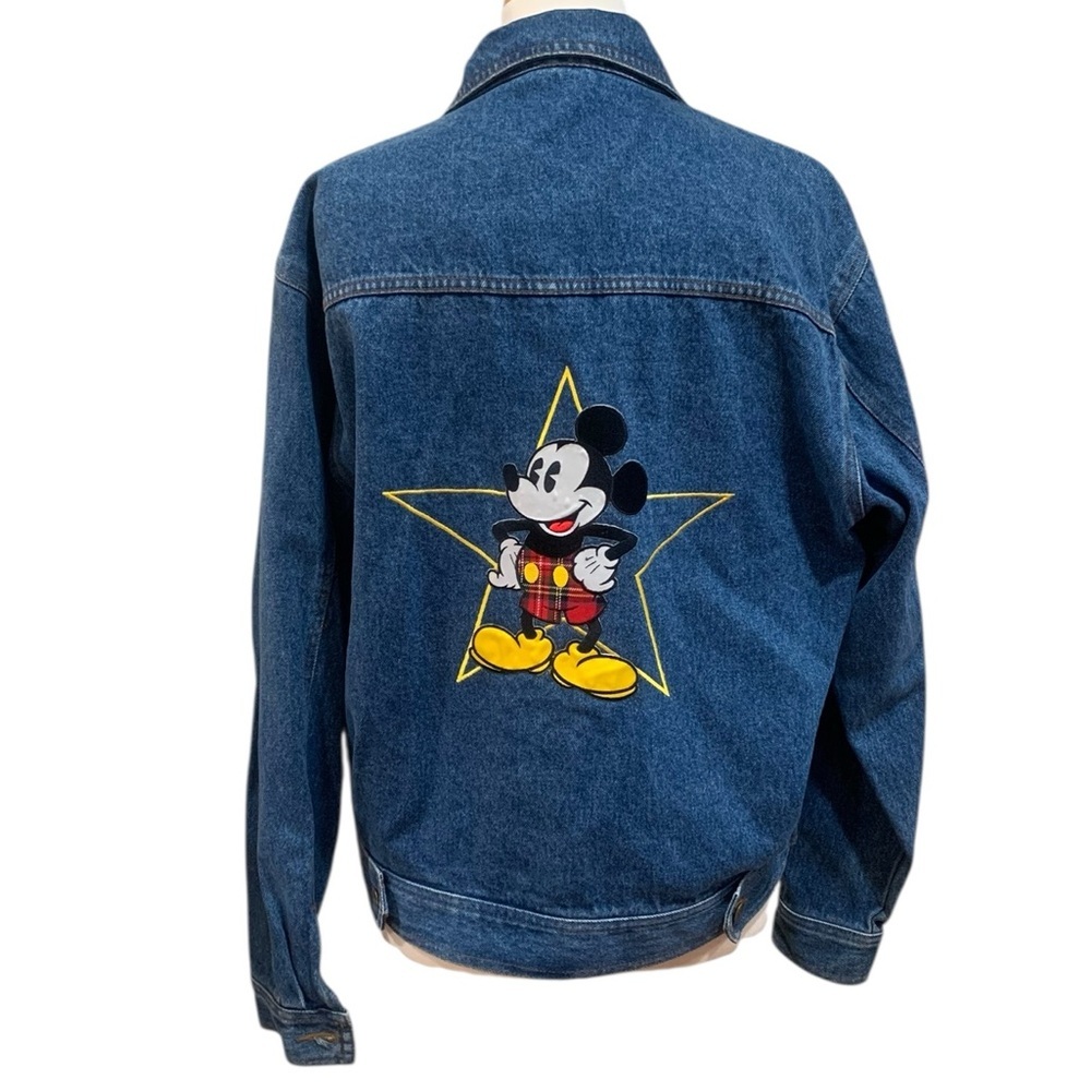Vntg 90’s oversized cotton Mickey & Co embroidered button up denim jacket sz M